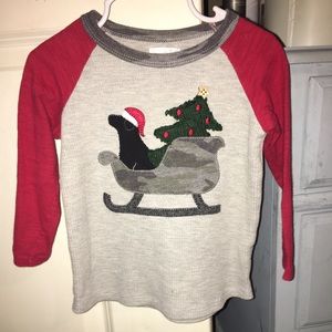 Boys Mudpie Christmas/Winter Dog Sled Shirt